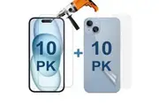 10Set Tempered Glass Screen Protector for Apple iPhone 15 PLUS Front + Back Film Bulk