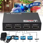 1 In 4 HDMI Duplicator 3D V1.4 HD Amplifier Splitter Foxtel DVD 1080p