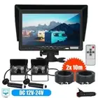7" Monitor Dual 4Pin Reverse Camera Rear View Kit For Heavy Duty Caravan Truck