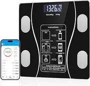Digital Bathroom Scale with Bluetooth, Accurate Body Composition Measurement, Muscle Mass, BMI, and Body Water Analysis - Black