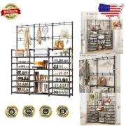 Modern Metal Coat Rack with 7-Tier Shoe Storage - Versatile Entryway Organizer