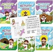 Easter Activity Books for Kids - 24Pcs He is Risen Mini Games Coloring Book Set Bulk Mazes Word Search Word Scramble Games for School Classroom Easter Spring Holiday Reward DIY Art Gifts Party Favors