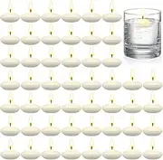50 Pieces 1.5 Inch Unscented Valentine's Day Floating Candles for Centerpieces Floating Candles for Wedding Party Pool Spa Valentine's Day Bathtub Dinner (White)