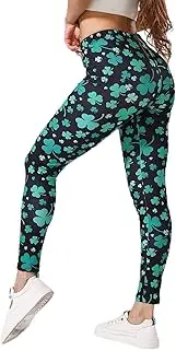 YOGAPRO St Patricks Day Leggings for Women, Irish Green Soft Yoga Pants, Shamrock Tights Women