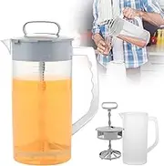 Mixing Pitcher for Drinks, 2 Quart/ 64oz Easy-Mix Plastic Juice Container with Lid,Plastic Blades and Adjustable Mixer Plunger for Stirring Hot/Cold Juice Formula Breast Milk Tea