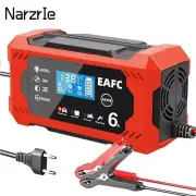 Cargador Portátil Batería Carro Moto AGM Pantalla LCD 4 Modos Carga 12V/24V Rojo