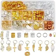 238Pcs Hair Braid Cuff Kit, BetterJonny Multi Styles Metal Hair Jewelry Gold Silver DIY Macrame Wig Dreadlocks Beads Braid Rings Adjustable Cuffs Beads Braiding For braids Hair Decorations Accessories