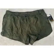 Avia Womens Olive Green Run Shorts Stretch Draw String Pull On Solid Size 3XL