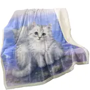Beautiful Cats Art First Date White Grey Kittens Throw Blanket