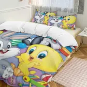 v1922 Bed Sheets Bedding Looney Tunes Cartoons 3-Piece Bedding Set Soft Warm And Comfortable Bed Set with 1 Duvet Cover And 2 Pillowcases Bed Sheets