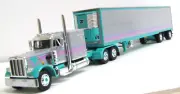DCP gray/teal Peterbilt 359 flattop reefer trailer 60-2064 1/64 INTERNAL!