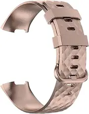 [DAYHOM] Soft TPU Sport WatchBands Fit for Fitbit Charge 3/4 Smart Watchdurable Strap Wristband Fit for Fitbit Charge 3 Charge 4 Watch Accessory(1,Silver Buckle_L)