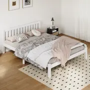 ALFORDSON Bed Frame Double Size Fenella Wooden Base (White)
