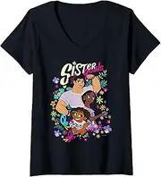 Womens Disney Encanto Mirabel Isabela Luisa Sister Goals V-Neck T-Shirt