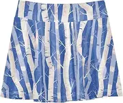 [FRODOTGV] White Trees Blue Girls Tennis Skirts with Built-in Shorts Skort for Little Girl Sports Skirts for Kids