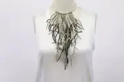 NWT Brunello Cucinelli MultiColor Beaded Waterfall Fringe Choker W/925Slver A181
