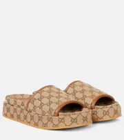 [Gucci] Gucci GG Canvas platform slides AU 8 beige