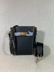 NEW Tory Burch Black Leather Petite Lee Radziwill Double Bucket Bag $748