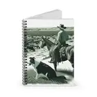 Spiral Notebook Ruled Line Cowboy and His Faithful Dog Overlooking Cattle Herd 1