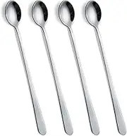 Long Handle Stirring Spoon, 9-Inch Long Handle Tea Spoons, Coffee Spoon, Ice Cream Spoon, Stirrers Spoons, Stainless Steel Cocktail Stirring Spoons, Set of 4