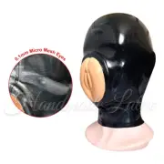 Latex with Mirco Mesh Eyes Hood Rubber Mask with Fake Vaginal for Fetish BDSM