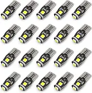 KAFEEK 20x T10 Wedge 194 168 2825 W5W LED Bulbs, Super Bright 3-3030 Chipset, CAN-Bus Error Free, Interior Lights, License Plate Dome Map Door Courtesy Park Lights,Xenon White