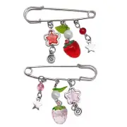 Strawberry Chain Pin Alloy Material Clasp Pin Lapel Pin for Daily Party