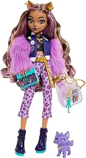 Monster High Clawdeen Wolf Doll with Pet Dog Crescent and Accessories Like Backpack, Planner, Snacks and More