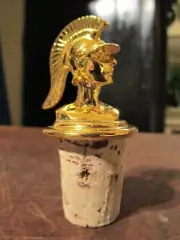 Vintage Gold Tone Cork Bottle Stopper Roman- Camerlane Collection-New