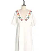 ModCloth - NWT White Candy Skull Sweetness Embroidered Midi Dress Sz 6