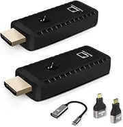 Wireless HDMI Transmitter Receiver with Adapter 4K, 1080P 60HZ HDMI Wireless Extender, Plug & Play 2.4G/5G Wireless HDMI Kit for Streaming Video and Audio to Monitor from Laptop/PC//Projector