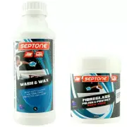 Septone Fibreglass Boat Caravan Polish Protect Paste Wax 500ml + Wash & Wax 1L