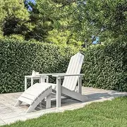Garden Chair Garden Adirondack Chair with Footstool HDPE White Patio Seating