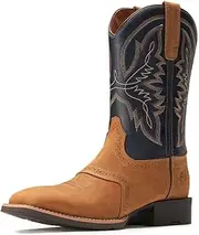 [SUREWAY] Cowboy Boots For Men - Mens Square Toe Western Boot,Oil/Slip Resistant,Durable Fashionable Classic Pull on 10 Inch Wellington Boots - Soft Toe Work Boots