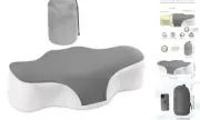 Lightweight Ergonomic Memory Foam Camping Pillow,Cervical Contour Neck Support
