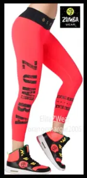 ZUMBA Power Crop Capri Leggings Shapes+Good Bye Muffin Top -Convention Wear L XL