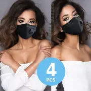 4 packs Face Masks high quality Reusable Washable Cloth Mask with filter (Black)