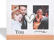 GEGUTON You & Me Photo Frame 4"x6" – Steel and Wood – Black and White – Decorative Picture Frame for Home or Office