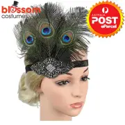 N353 Peacock Gatsby Headpiece Flapper 20s Costume Headband Headdress Feather