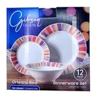 Gibson Home Orleans Red Dinnerware Set 12 Piece Cereal Dessert Dinner Plates