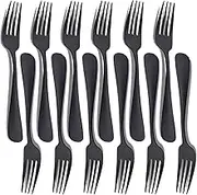Seeshine Matte Black Dinner Fork Set - 8-inch Stainless Steel Cutlery Forks, 12-Piece Silverware Table Forks for Family, Kitchen, Restaurant - Dishwasher Safe