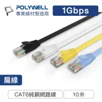 在飛比找momo購物網優惠-【POLYWELL】CAT6 高速網路傳輸扁線 /10M