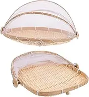 Cabilock 2pcs Bamboo Woven Storage Baskets Handmade Dustpan Baskets for Food Household Storage Design Practical Impressive
