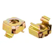 M8 Cage Nuts for Server Rack Cabinet, Carbon Steel Yellow Zinc Plated, 10 Pcs