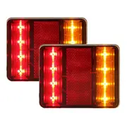 Submersible Trailer Tail Lights 8 LED Stop Tail Lights Kit Boat Lamp Truck - 2x