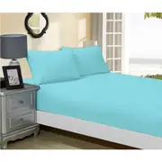 Super Soft Fitted Sheet & 2 Pillowcases Set - King Size Bed - Aqua