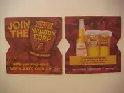 Beer Bar Coaster ~*~ Castlemaine Perkins XXXX Maroon Corp Yeah! ~ Queensland, AU