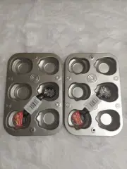 Lot X2 Cooking Concepts Aluminum Harvest Muffin Pans (6 Pumpkin Cavities Ea.)