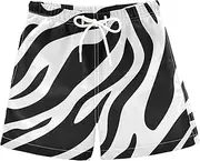 [sanluoli] Black and White Animal Texture Boys Swimsuit Trunks Boys Board Shorts Quick Dry with Pocket Swimwear 2T, Black and White Animal Texture, Small
