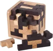 KINGOU Wooden Brain Puzzle Cube 3D Teaser Puzzles 54 Pieces T-Shaped...